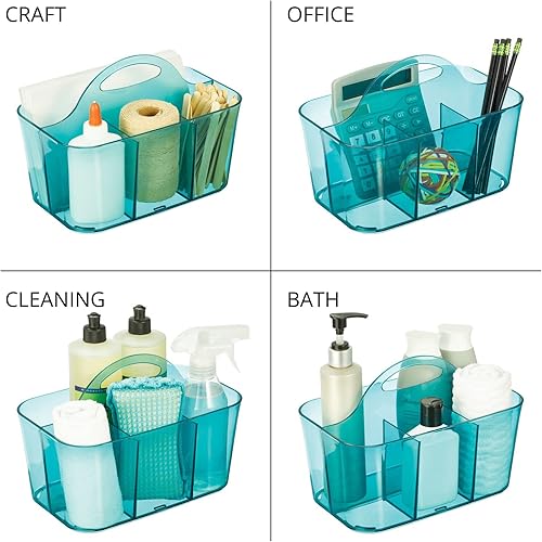 Miniatura 4 de mDesign Organizador portátil de plástico para manualidades, cesta dividida con asa para manualidades, costura, suministros de arte, capacidad para