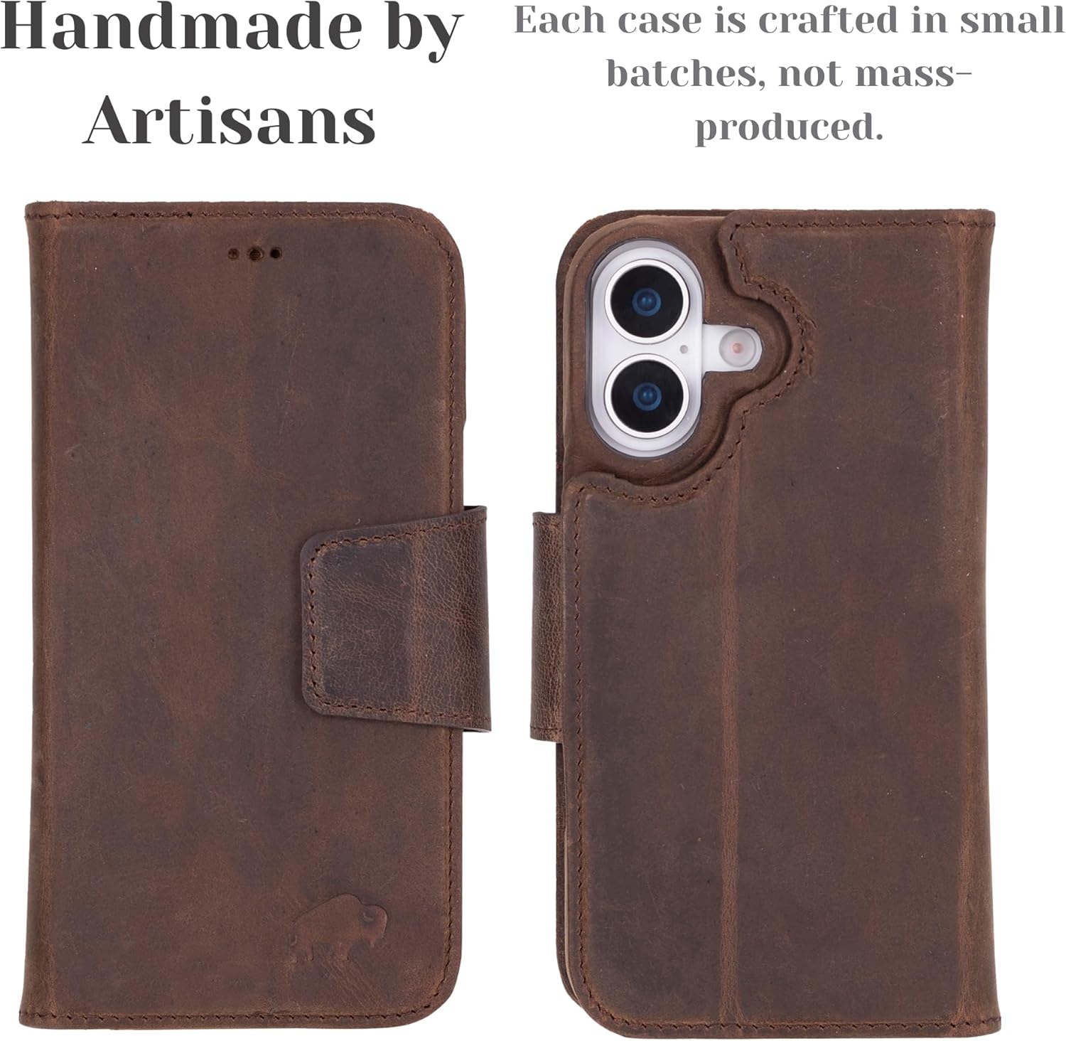 BLACKBROOK Wallet Case for iPhone 17 – Burkley 2-in-1 Detachable Folio, MagSafe Compatible, RFID Blocking – Full Grain Leather with Natural Patina, 3 Card Slots, Premium Gift Box
