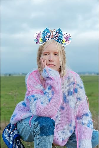 Miniatura 6 de FACHPINT Orejas de ratón, orejas de ratón para mujeres, orejas de ratón para niñas, orejas de hada de flores para vacaciones, parque temático,