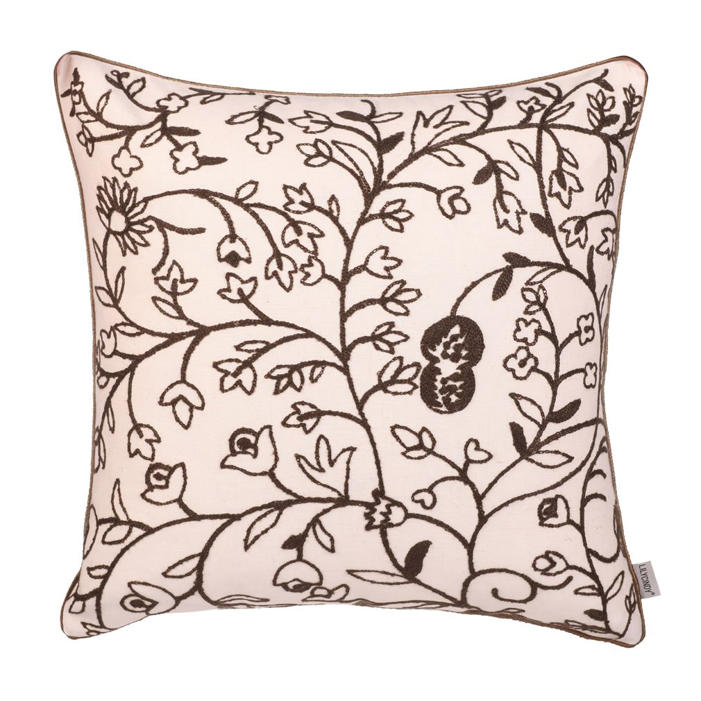 Xubox Embroidered Throw Pillow Covers, Vintage Geometric Floral Abstract Flower Home Decor Embroidery Cotton Linen Square Decorative Pillow Case Cushion Cover Pillowcase Sham 18" x 18"