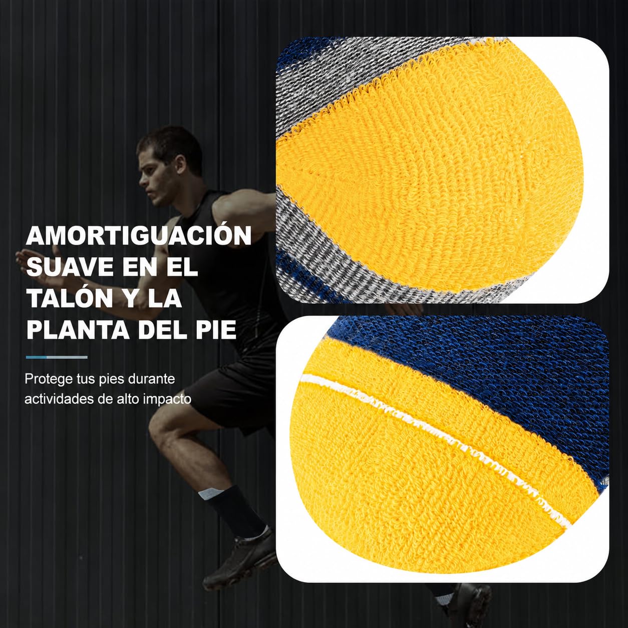 Niofind Calcetines Hombre, 6 Pares Calcetines Deporte Algodon, Anti-Ampollas, Anti-Olor, Absorbentes De Sudor, Transpirables, Calcetines Running Con Acolchado Para Correr, Trabajo, Ciclismo