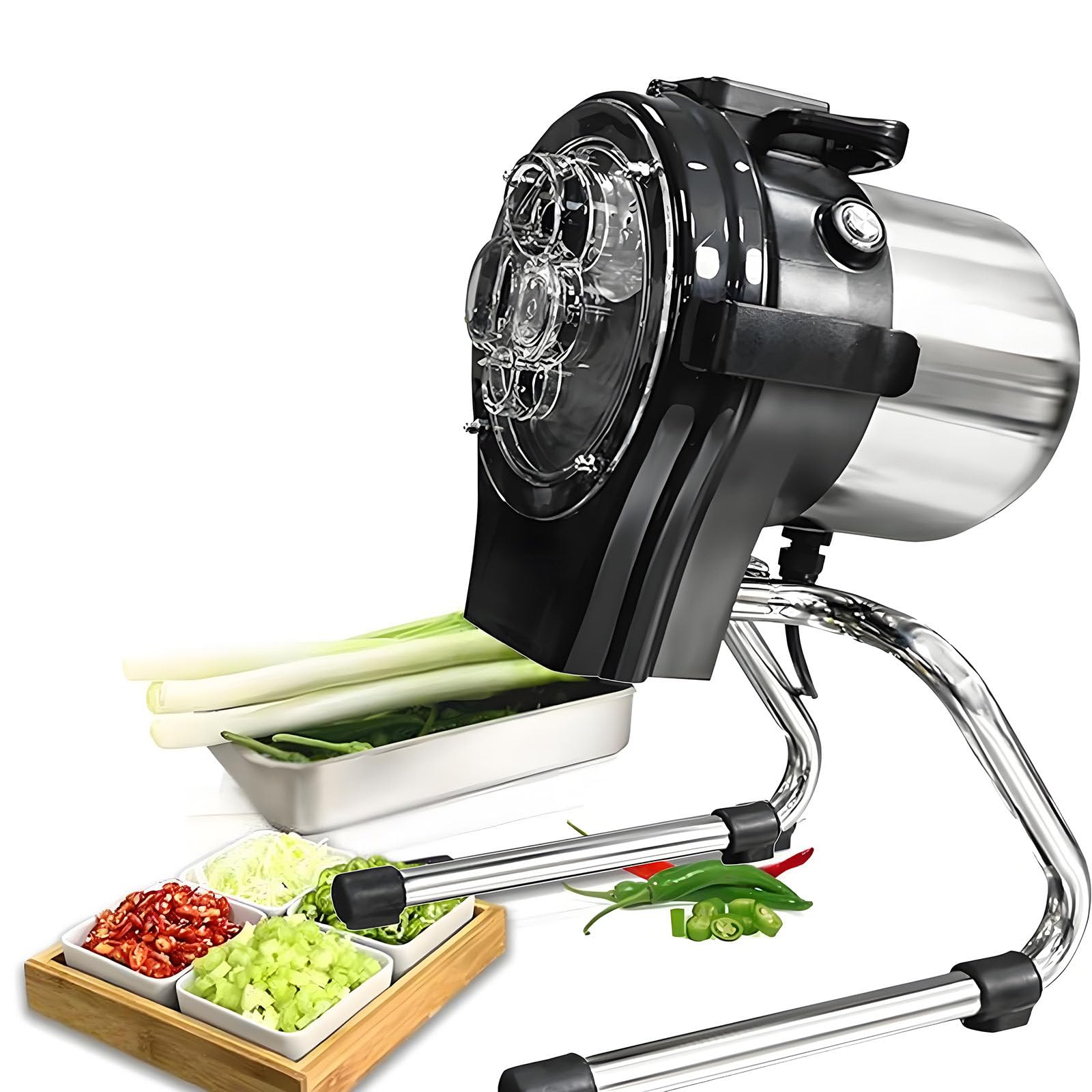 GYKOZY Electric Vegetable Chopper, 110W Commercial Vegetable Slicer, Scallion Cutters Food Processor, 1-5mm Adjustable Thickness, 6000RPM for Veggie Onion Garlic Ginger Chili