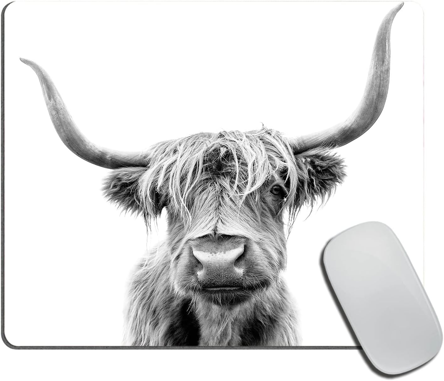 Mouse Pad, Portrait of a Highland Cow Mouse Pad, Mouse Mat Square Mouse Pad Non Slip Rubber Base MousePads for Office Laptop, 9.5"x7.9"x0.12" Inch