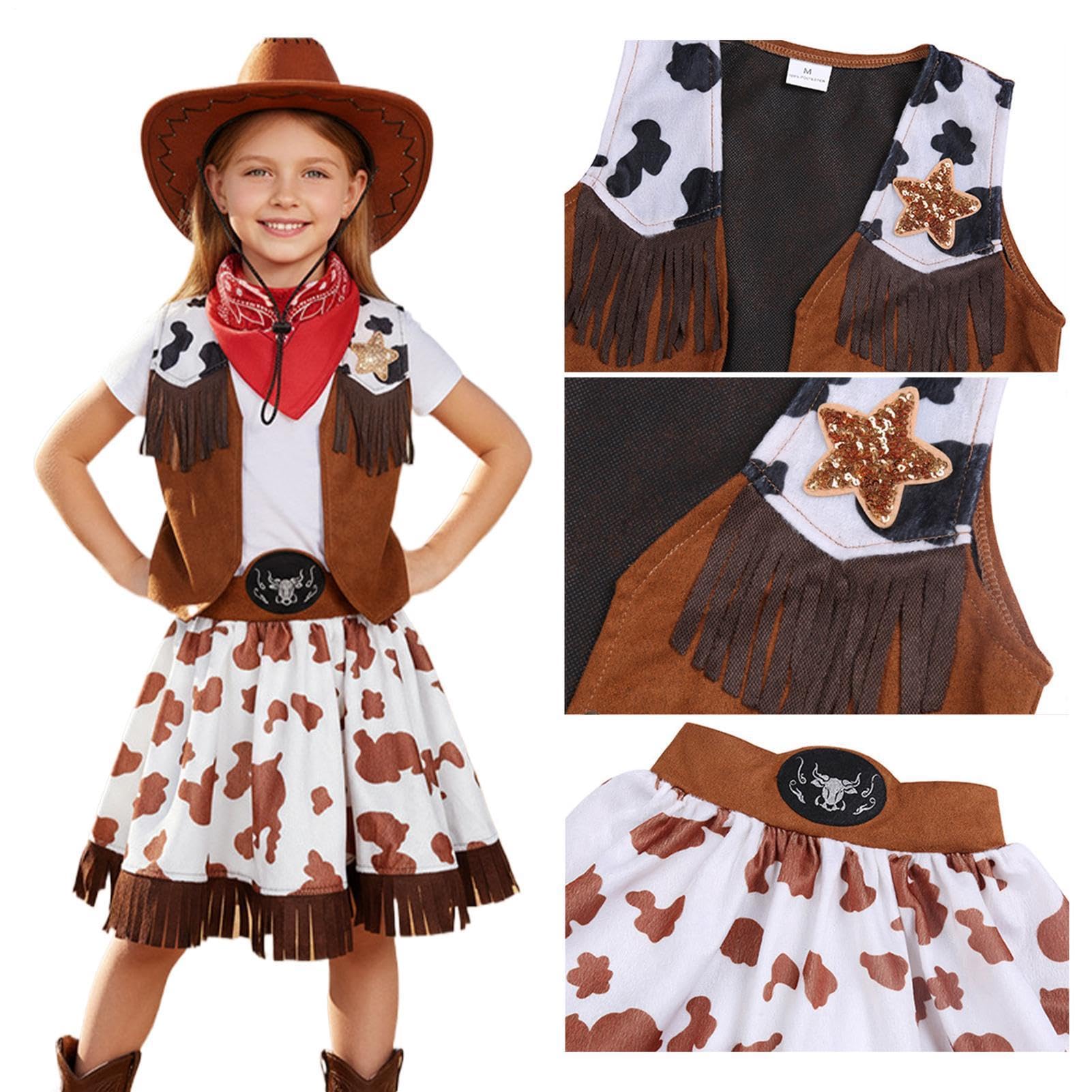 Generisch Niños Vaquera Cosplay Niños Disfraz Con Sombrero Y Bandana