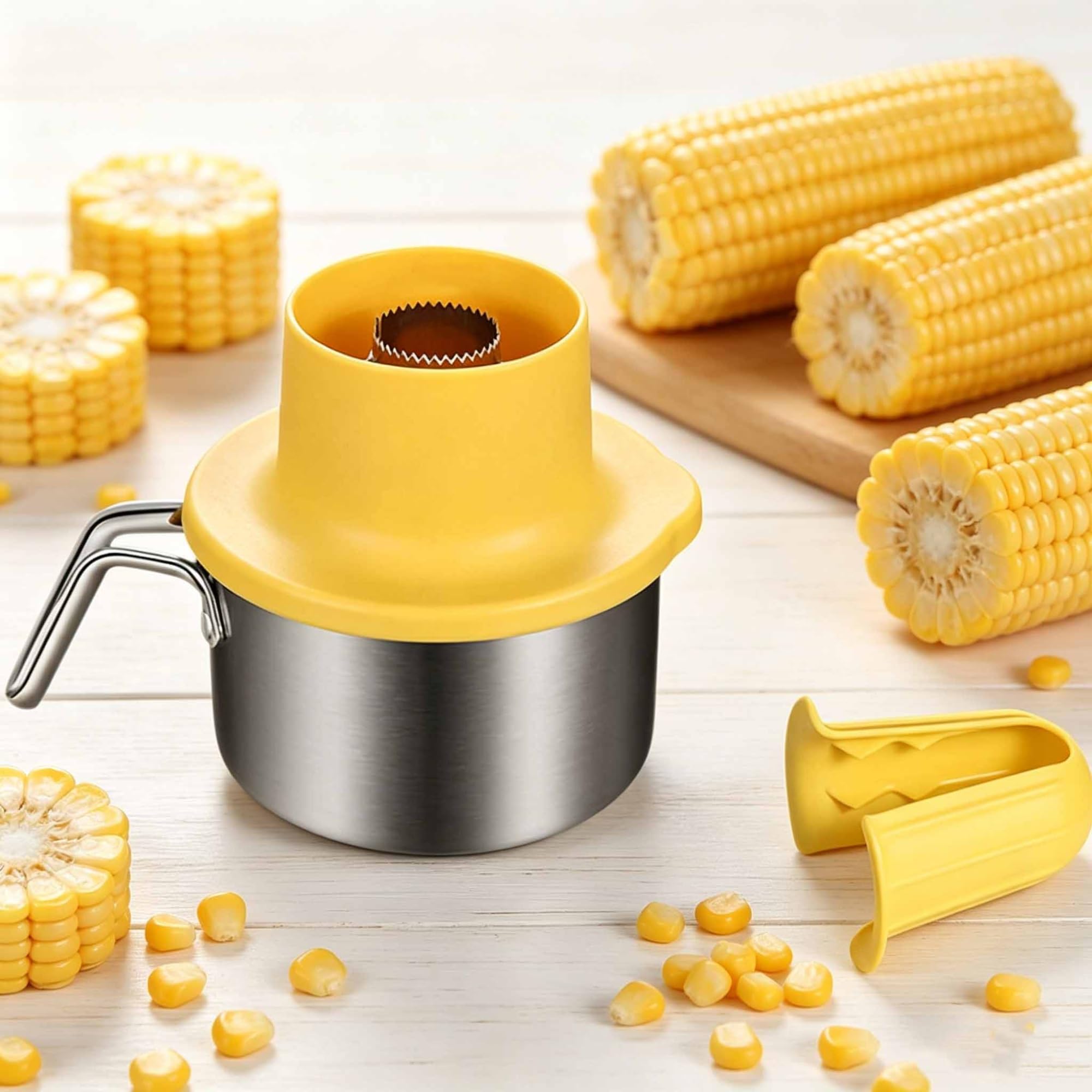 Sgranatrice di mais rapida, in acciaio inossidabile | Sgranatrice di mais con impugnatura ergonomica, lama seghettata, leggera e resistente, adatta per uso domestico(A)