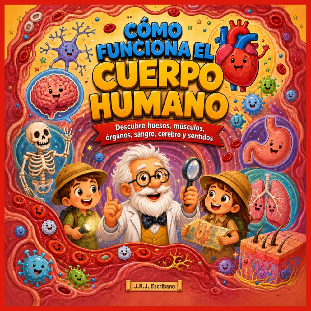 Cómo funciona el cuerpo humano: Libro educativo para niños sobre órganos, huesos, músculos, sangre, respiración, digestión, cerebro y sentidos