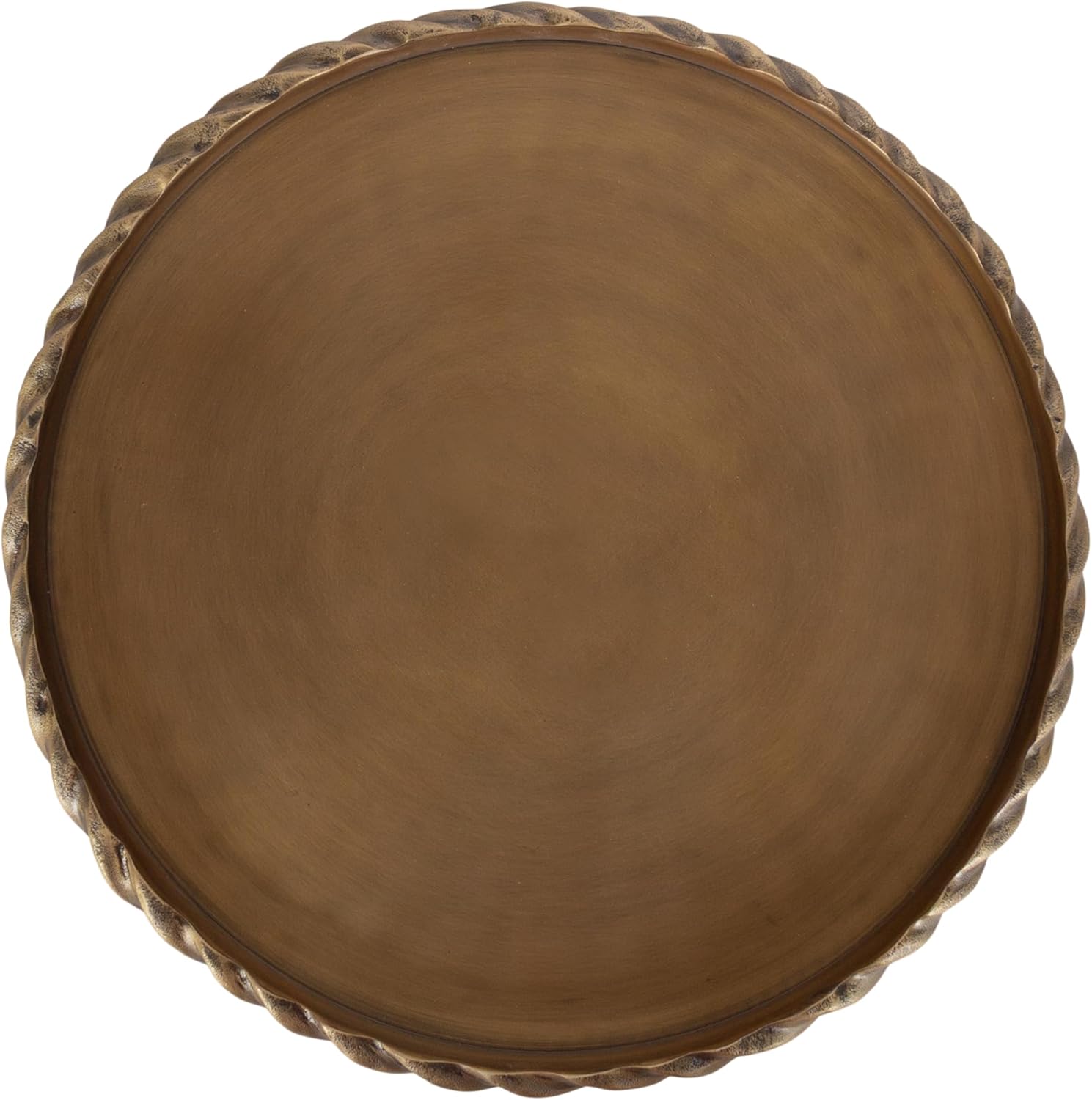 Kate and Laurel Trenza Decorative Round Spiraled Metal Tray with Feet, 14 Inch Diameter, Antique Brass, Circle Footed Coffee Table Tray for Use as Kitchen Counter Display or Living Room Decor Accent