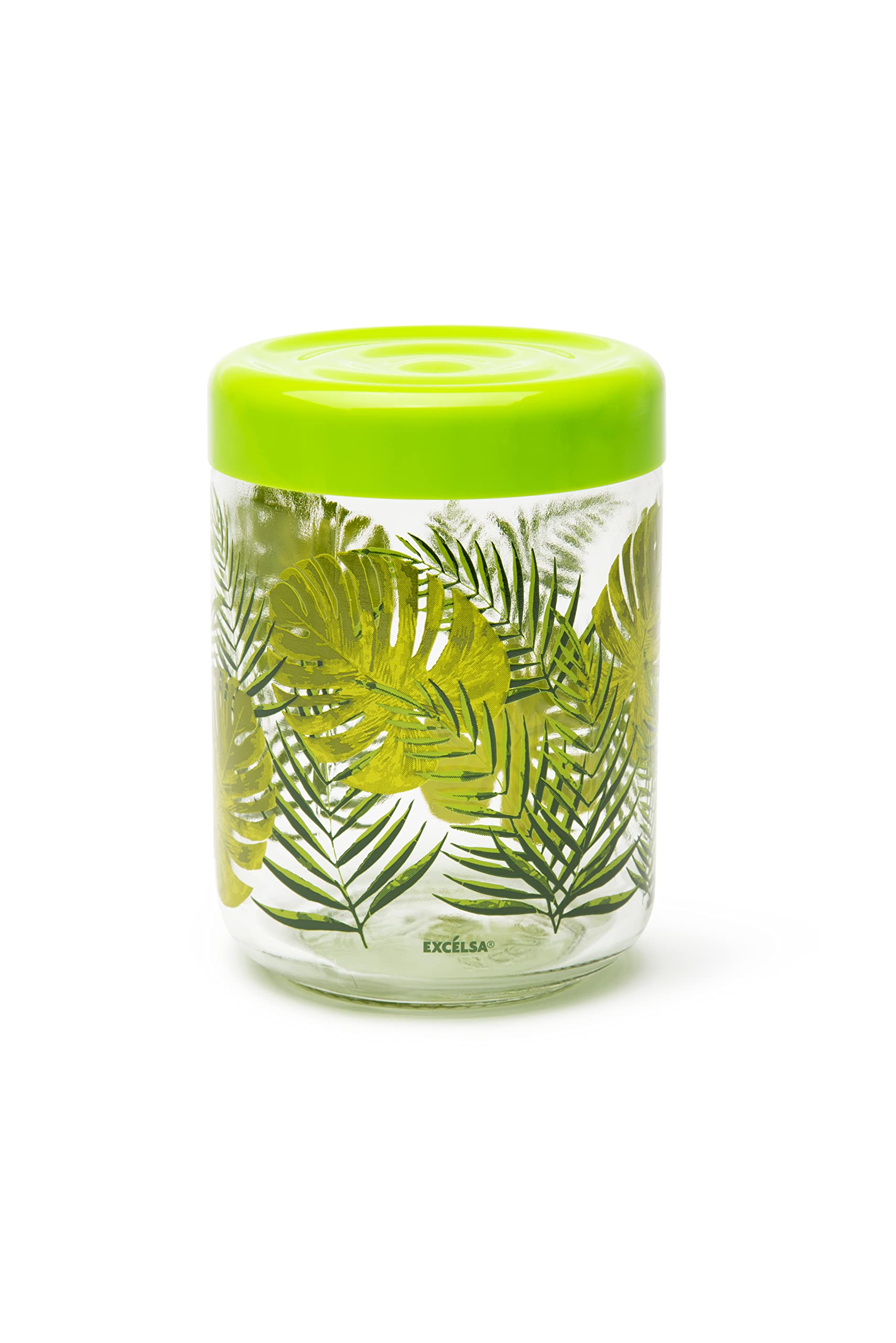 Excelsa Foliage Jar with Lid, 800 Ml, Glass