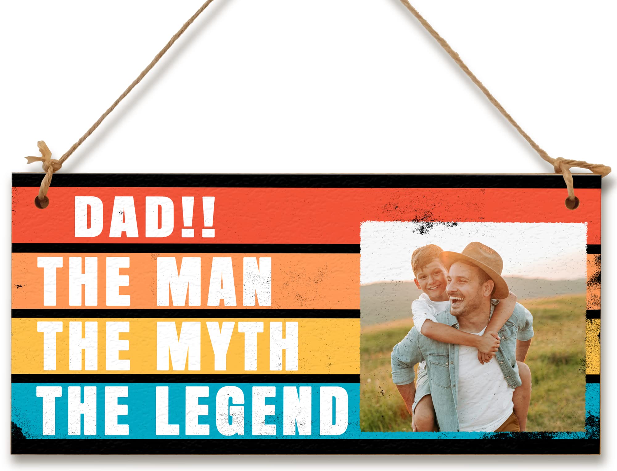 The Plum Penguin Multicolour Personalised Wooden Plaque With Photo Dad The Myth The Legend Gift For Daddy Grandad Door Sign Hanging Man Cave Shed