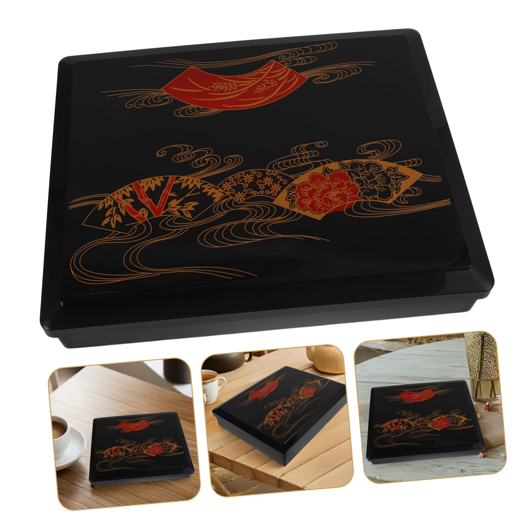 Boîte à Lunch Japonaise à Six Compartiments, Plastique Réutilisable Noir