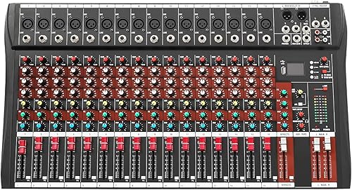 Miniatura 8 de Mezclador de audio de 81216 canales, consola mezcladora de sonido DJ con Xlr, entradas de línea y alimentación fantasma de 48 V, mezclador de audio
