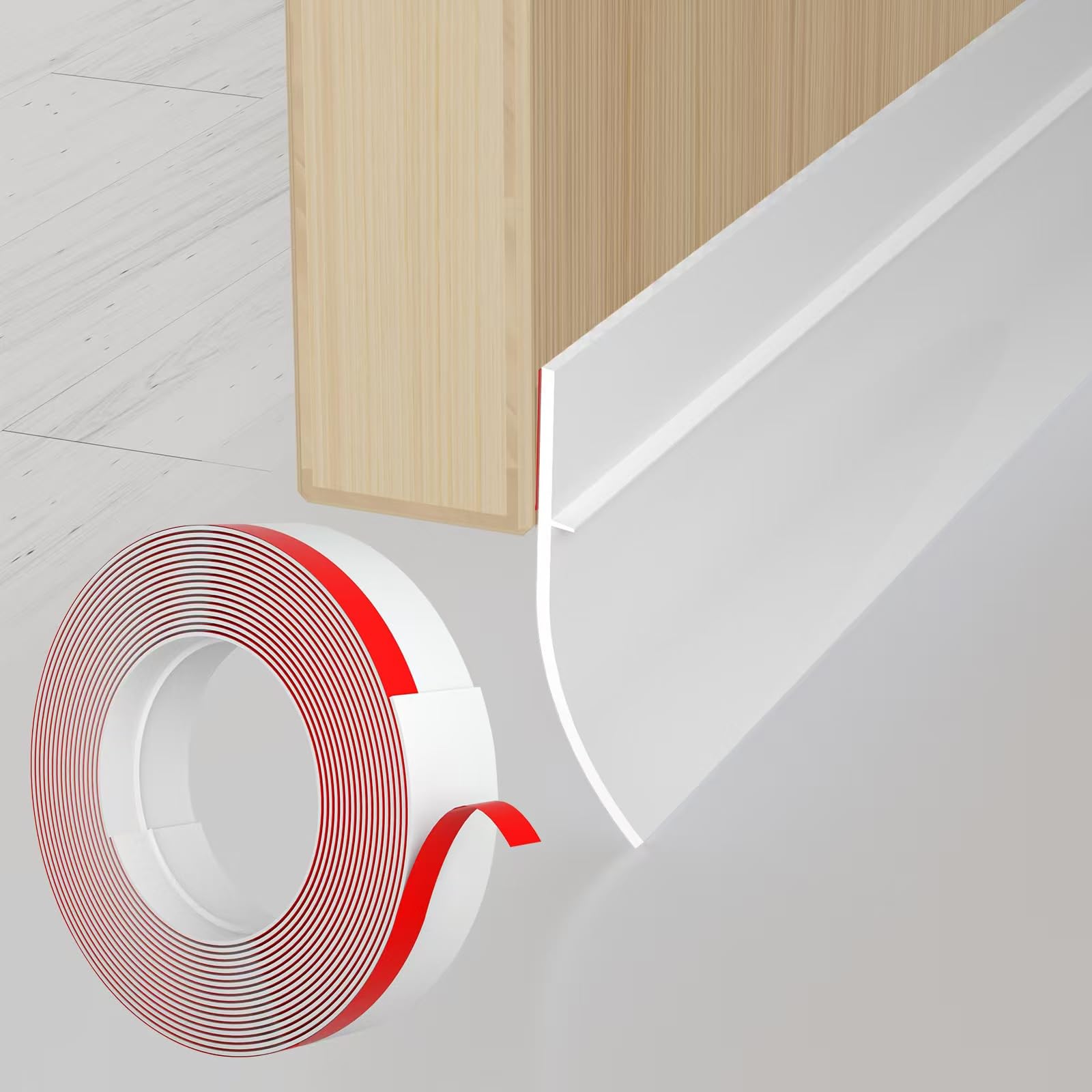 Draft Excluder Door Seal Strip 236 Inch/6M Seal and Save Tape Frame Draught Stopper Clear Silicone Self Adhesive Inserts Door Bottom Sweep Heat Cold Air Blocker Soundproof (White-35mm)