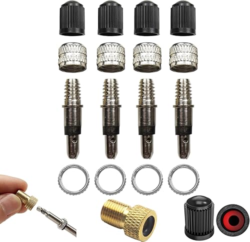 Kit de reparación de válvulas de bicicleta de 20 piezas, válvula Dunlop, insertos de válvula de repuesto con sellos, tuercas y tapas de válvula +