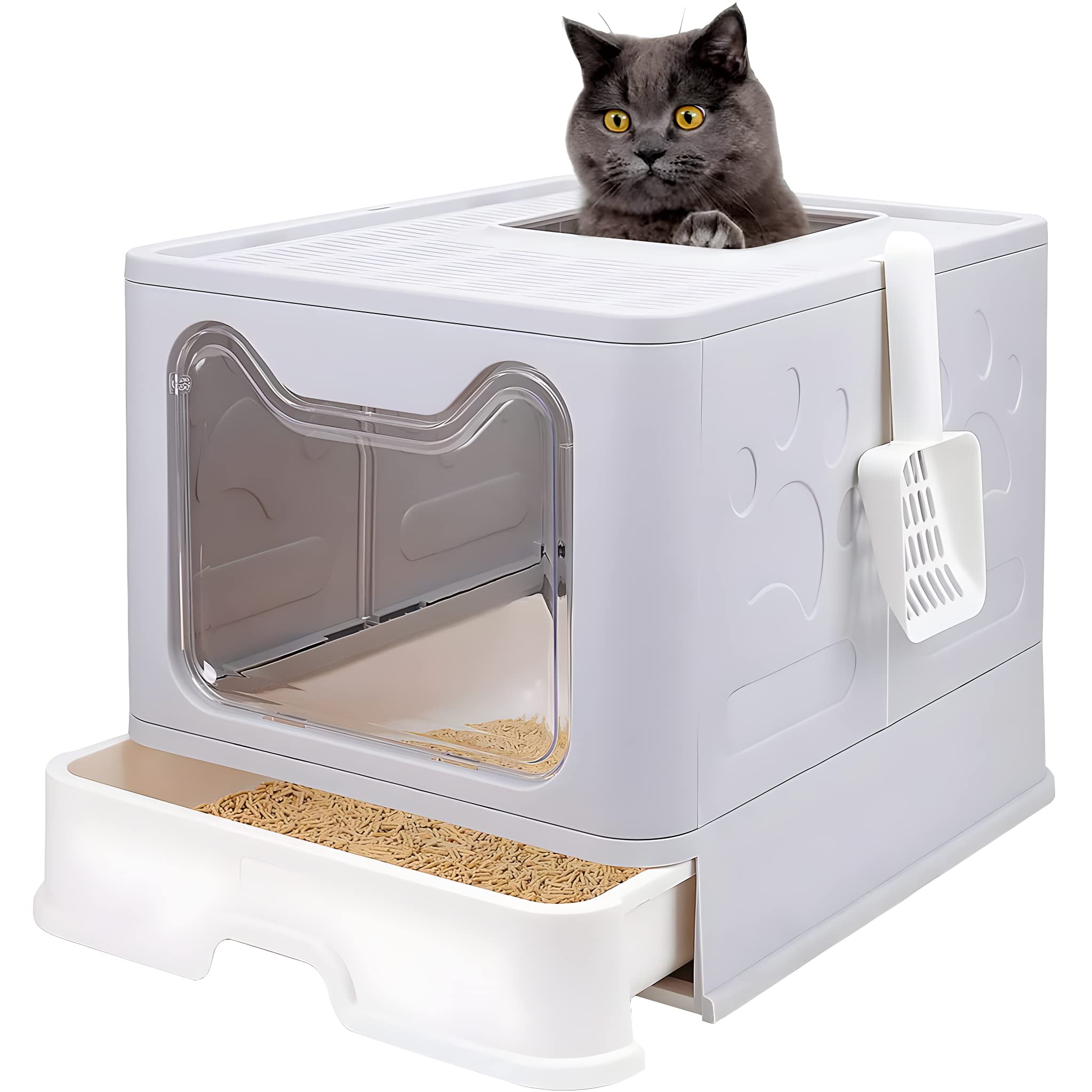 Premium Foldable Cat Litter Tray with High Sides – Large, Easy Clean, Non-Slip, Odor Control, Cat Breeds