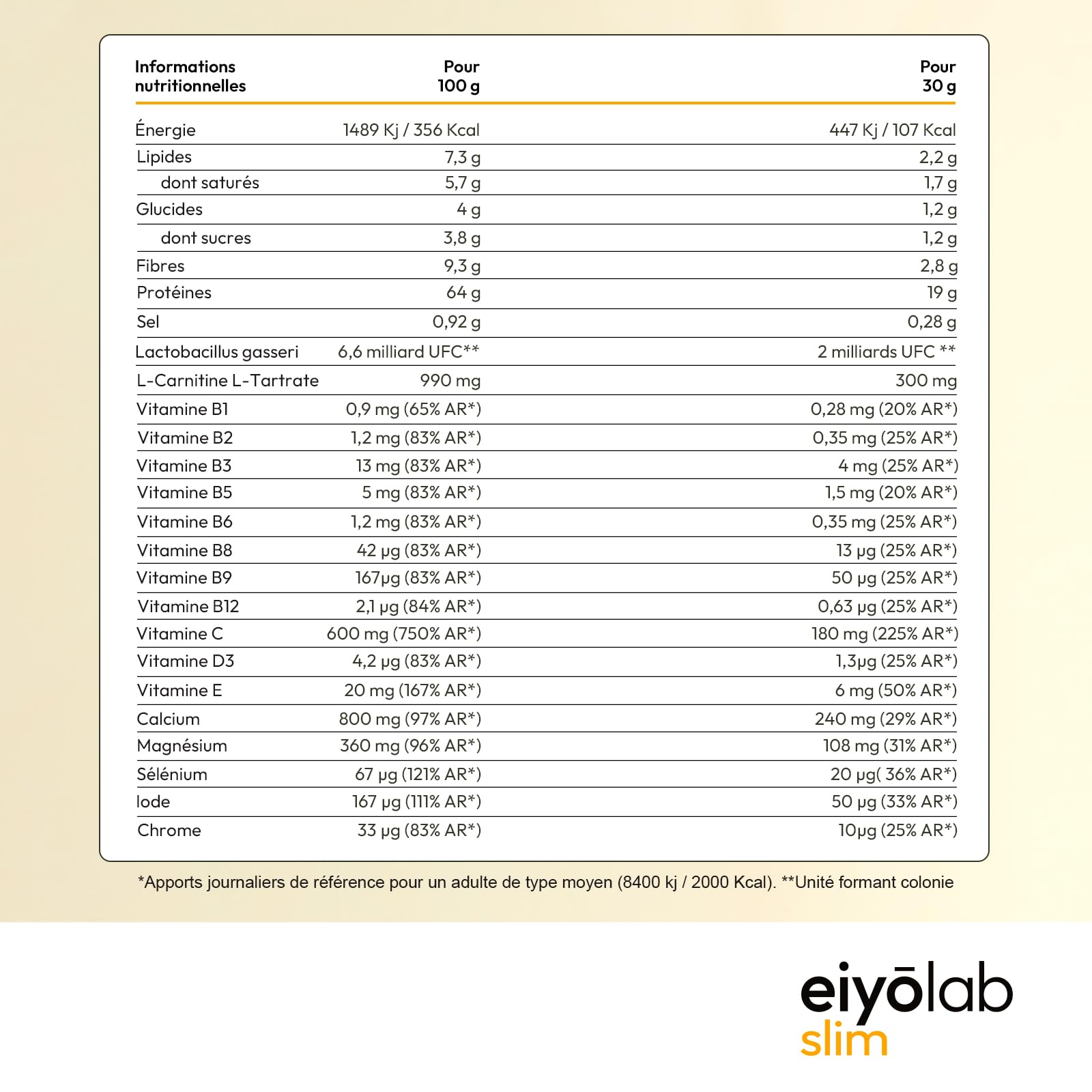 DIET SHAKE | Collation Minceur Protéinée | L-Carnitine pour l’Activation des Graisses | Probiotiques et Psyllium pour la Digestion | Vitamines et Minéraux | Pauvre en Sucres | 500g Vanille | Eiyolab