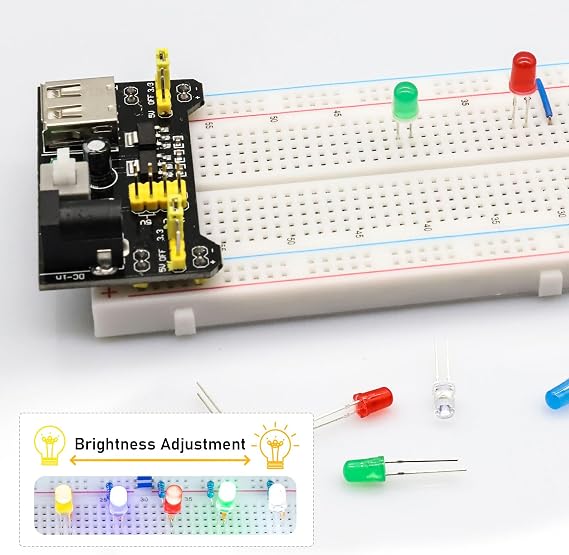 Electronic Starter Kit Breadboard Set Compatible with Arduino, Including Breadboard Wire Bridges Jumper Wire Set, LED Diodes, PCB Board, for Beginners