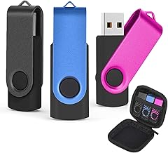 AreTop Clé USB 16Go, Lot de 3 Clef USB 2.0 16Go Muisque Flash Drive,16GB Mémoire Stick Clef USB pour Ordinateur Autoradio Télévision Console de Jeux avec Sacoche à Fermeture Eclair(Noir/Bleu/Rose)