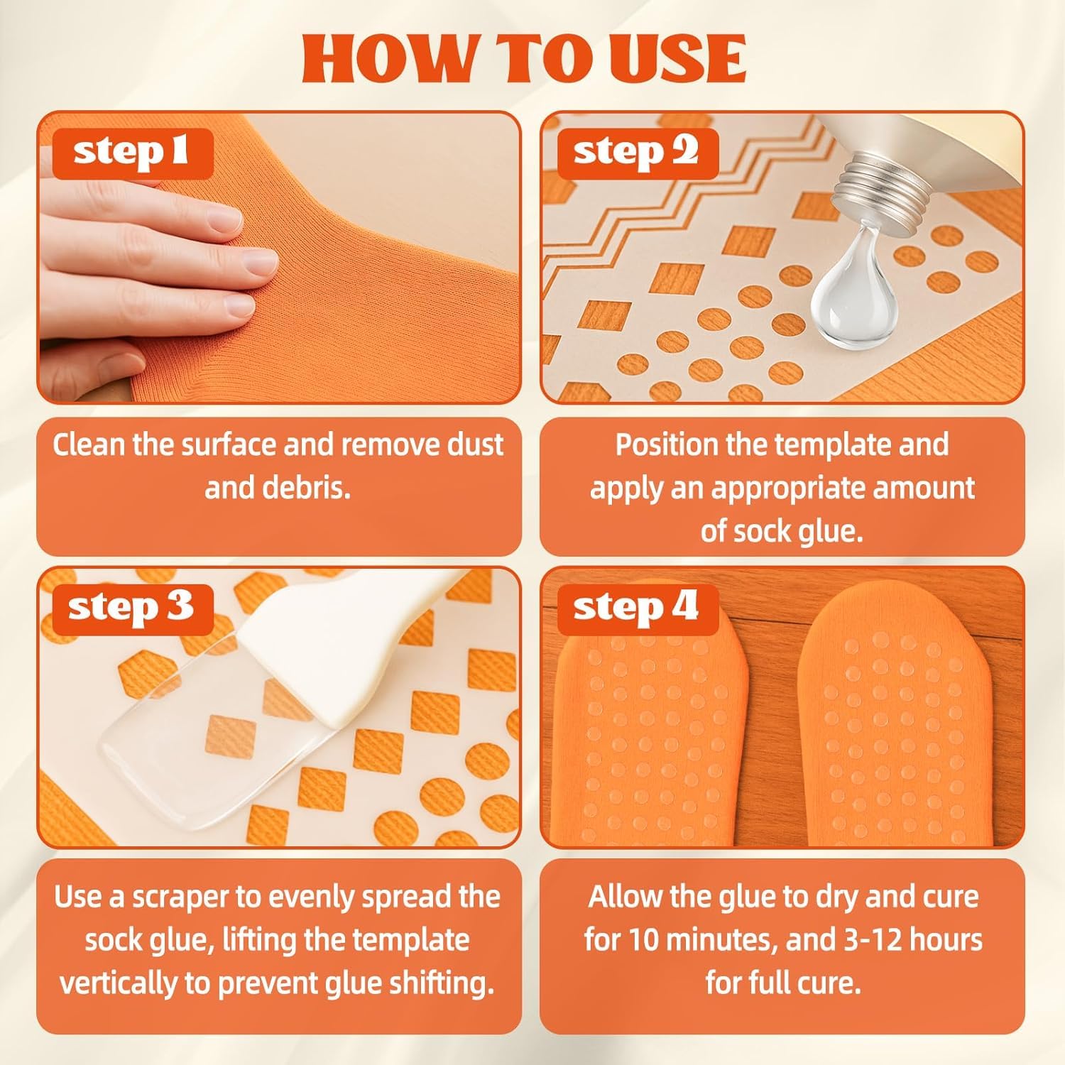 Sock Stop, 2 Pack Transparent Waterproof Sock Glue for Bath Mat, Anti Slip Socks, Carpets, Blankets, Washable Sock Stop Anti Slip Adhesive with Tip Applicator to Enhanced Grip