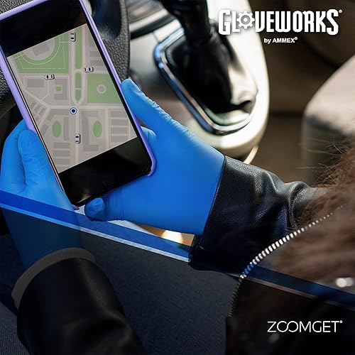 Miniatura 4 de GLOVEWORKS HD Medical Blue Latex Gloves, Box of 50, 13 Mil, Size Medium, 12 Inches Long, Powder Free, Textured, Disposable, Non-Sterile, GPLHD84100BX