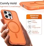 ORNARTO Magnetic for iPhone 16 Pro Max Case, 7X Military-Grade Drop Protection, Slim Shockproof Translucent Matte Phone Case for iPhone 16 Pro Max 6.9”,Orange