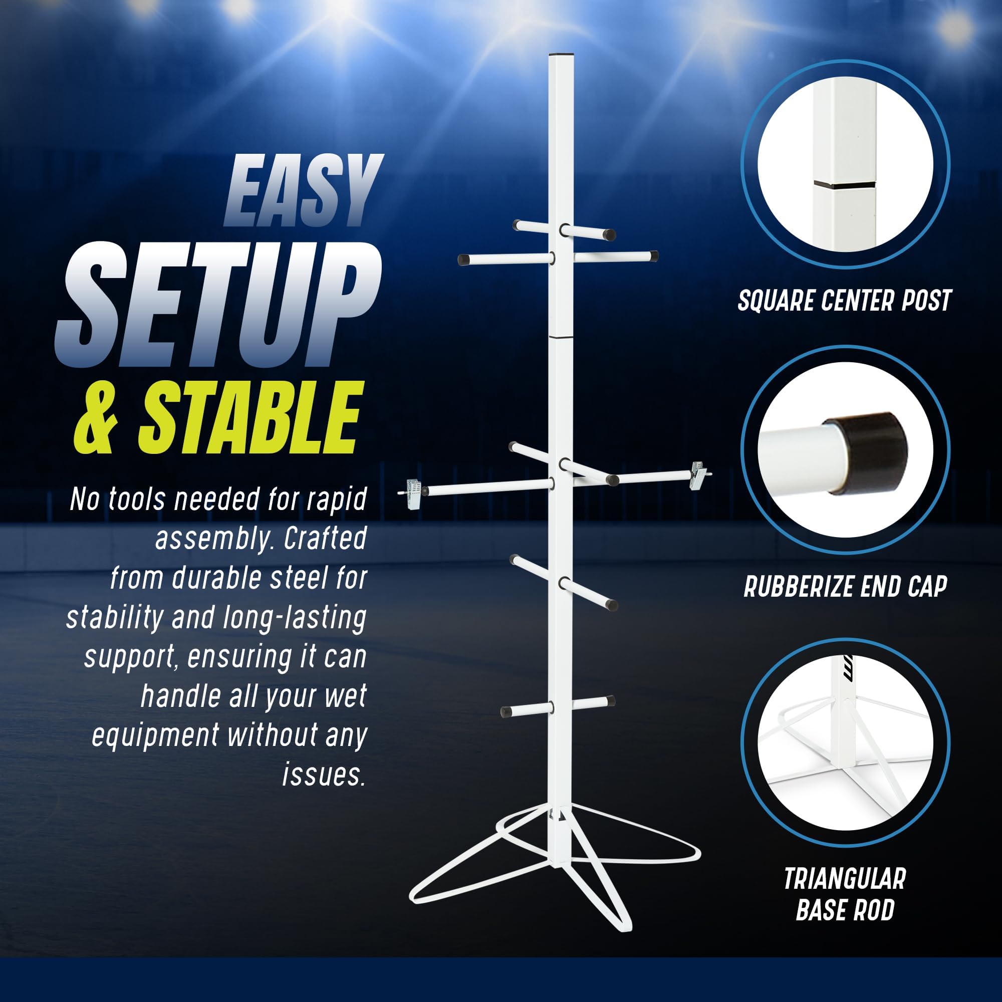 Winnwell Séchoir de Hockey de qualité supérieure – Support de Rangement Portable en métal pour équipement de Hockey sur Glace