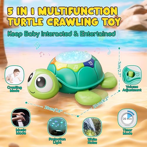 Miniatura 2 de Juguetes para bebés de 6 a 12 meses, juguetes de tortuga para gatear con luz y sonido, juguetes musicales para niños y niñas de 9 a 12 meses,