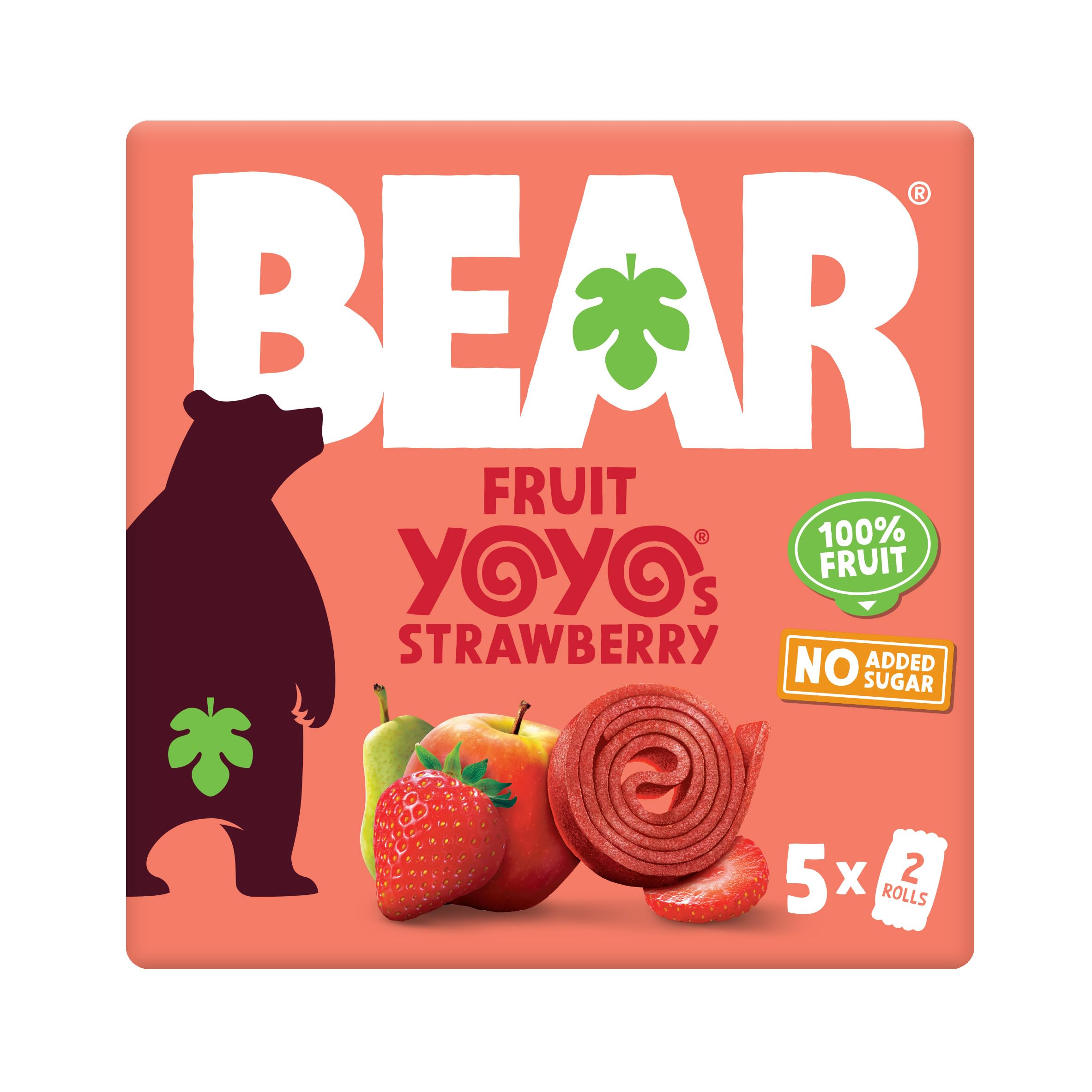 BEAR Strawberry Yoyos - Dried Fruit Rolls - Healthy - Vegan - 20g (5 packs)