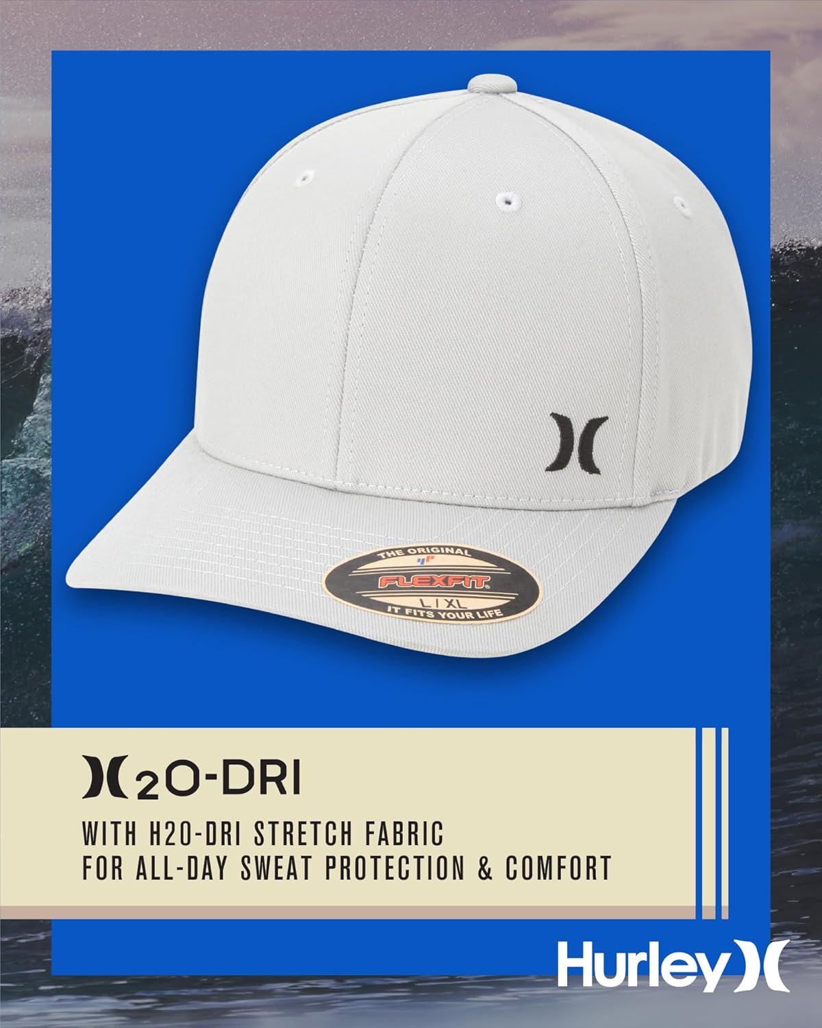 Hurley Men's Hat - Curved Brim Stretch Fitted Cap - Image 3