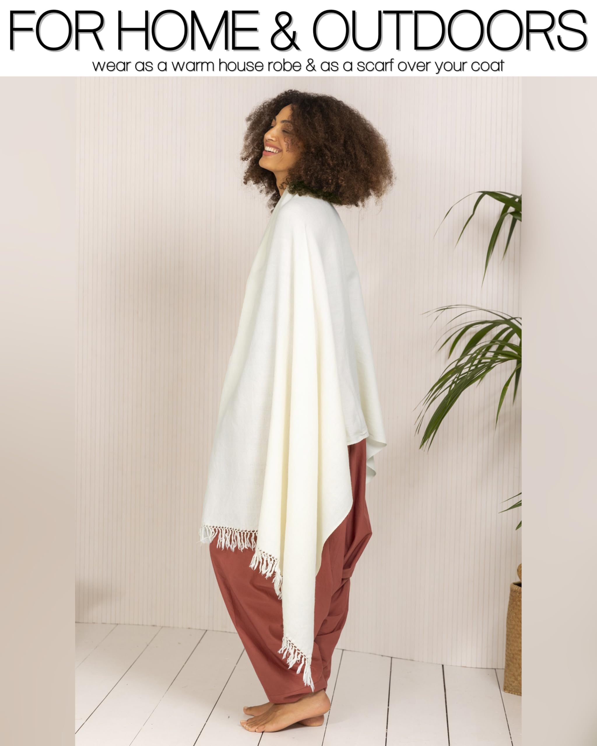likemary Bufanda Mujer Invierno - Pashmina Mantón de Lana Merina - Chal Fular Extra Grande - Tejida a Mano - Regalo para Mujer Comercio Justo