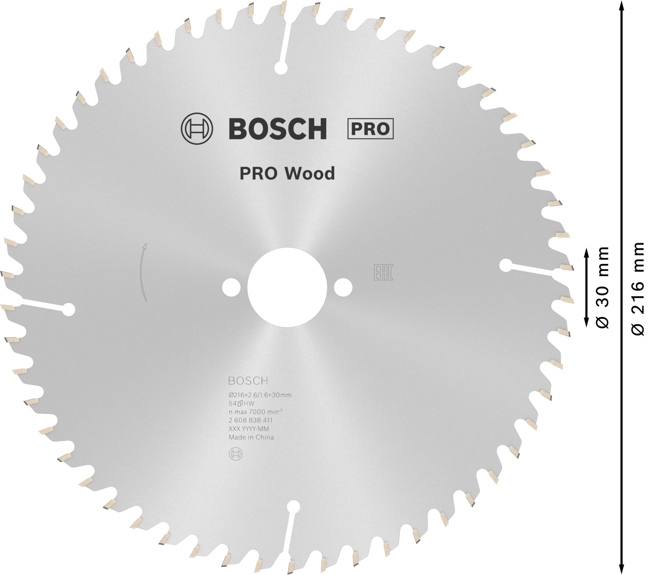 Bosch 1x Lame de scie circulaire filaire PRO Woodavec encoches de dilatation (pour Bois résineux, Bois dur, Ø mm, Professional Accessoire Scie circulaire sur table filaire)