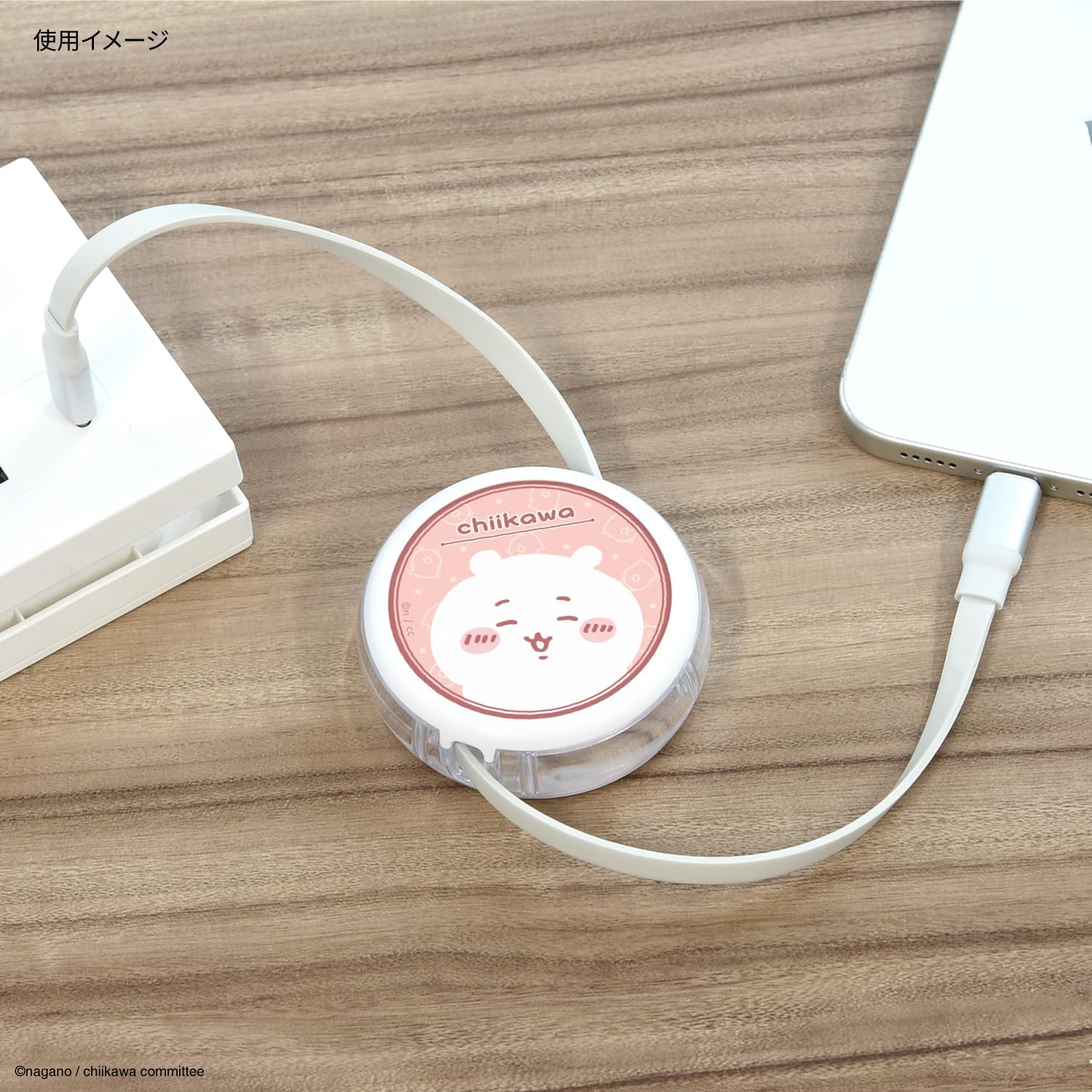 グルマンディーズ(Gourmandise) Gourmandies Chiikawa CK-49A USB 2.0 Reel Type C Cable, PD60W Compatible