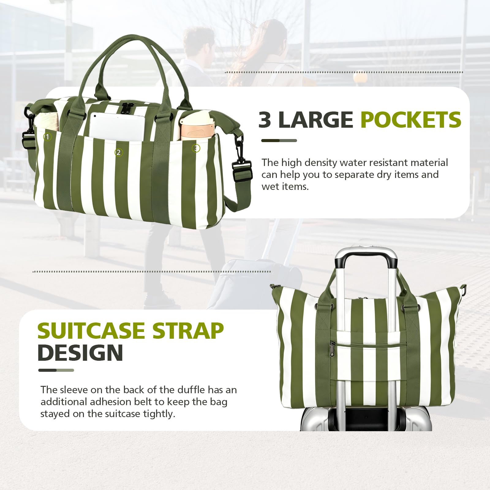 TOPBAG Travel Duffle Bag, Waterproof Weekender Carry On Tote Bags for Women, Sport Gym Bag for Men, Hospital Bag for Labor and Delivery, Overnight Luggage Bag with Trolley Sleeve view 5