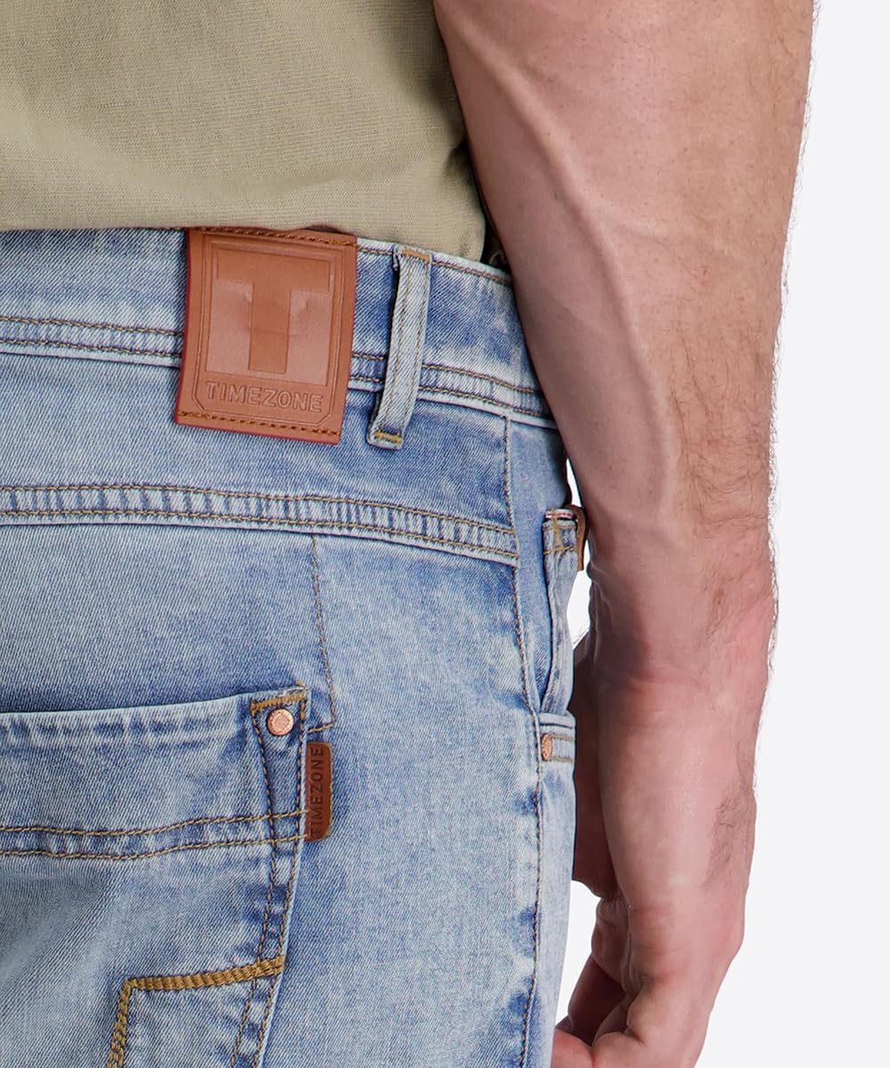 Timezone Herren Jeans Shorts Slim SCOTTYTZ - Mid Waist Slim Fit - Blau | Baumwolle | Casual Design für vielseitige Anlässe | Normaler Bund für optimalen Sitz | Bequemer, unifarbener Stil in Blau