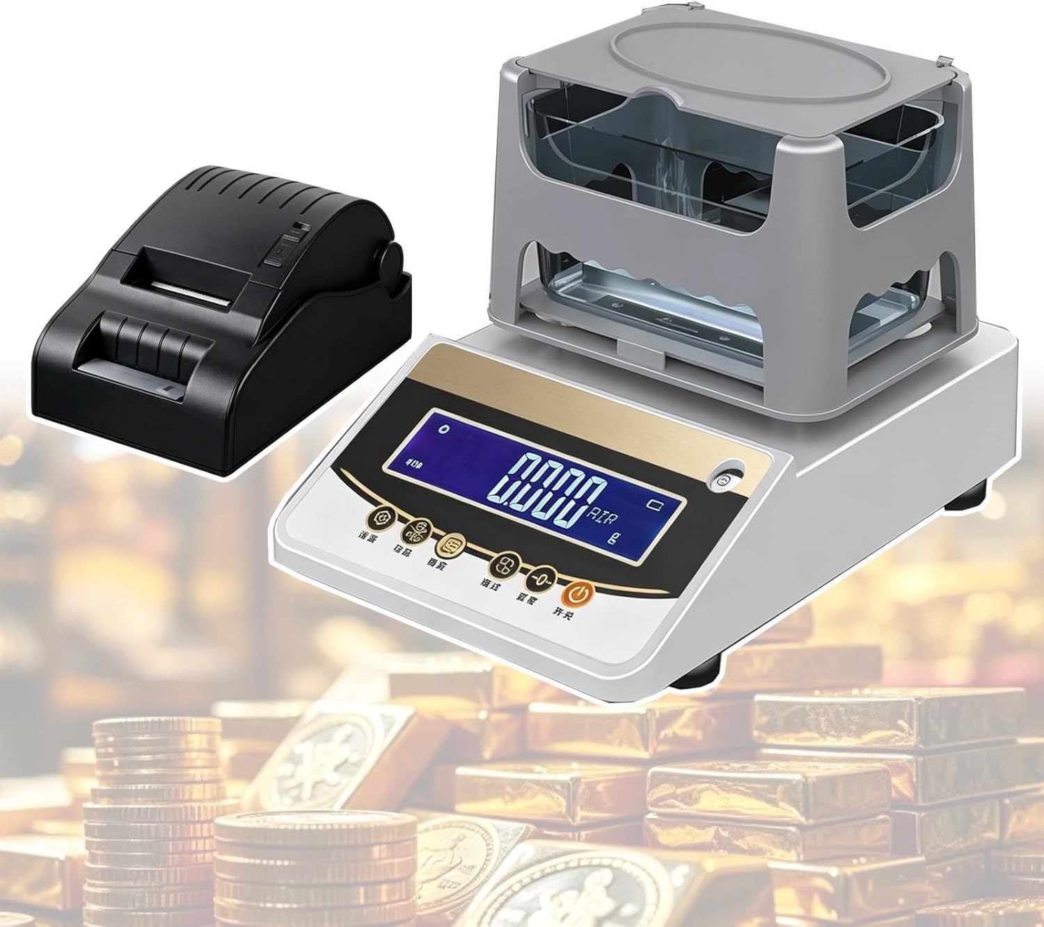 Precious Metal Authenticity Tester, High Precision Gold Purity Testing Machine, Built-in Battery, Long Life, Data Printer for Silver, Platinum, Jewelry Industry (620g)
