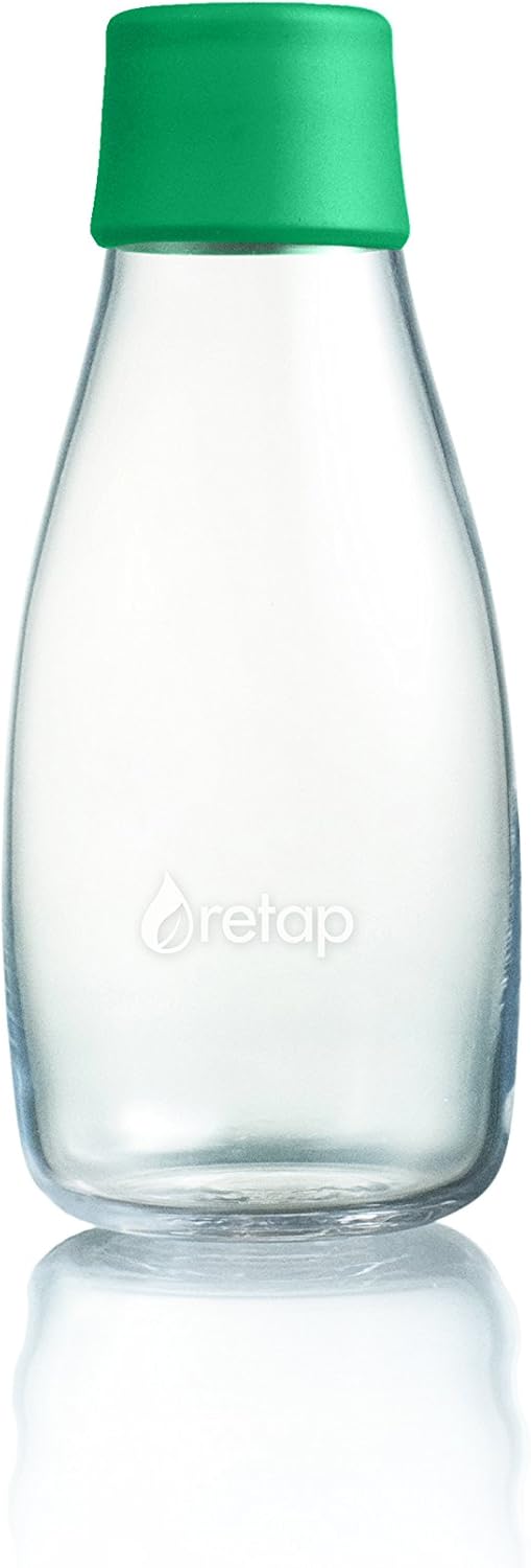 Retap 0.8 Glass Water Bottle, Black, Large