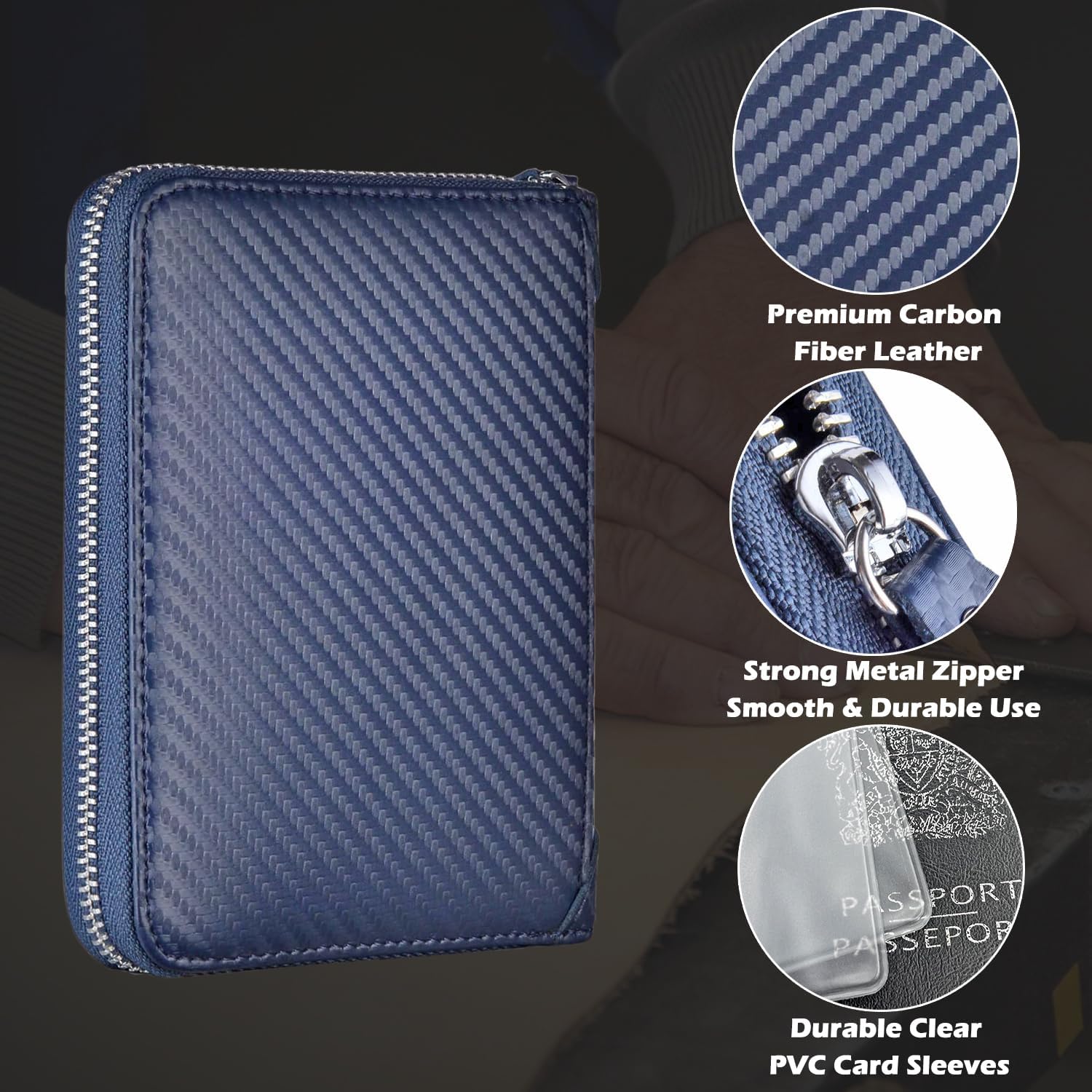 Credit Card Holder Wallet Large Leather Passport Case 42 Card Slots - Image 4