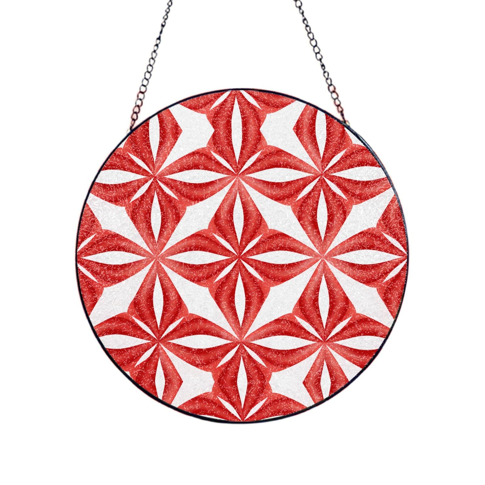 Phayah Red Lips Print Glass Window Hanging Sun Catchers Suncatcher Decor For Birthday For Home Garden Porch 10in（25cm）