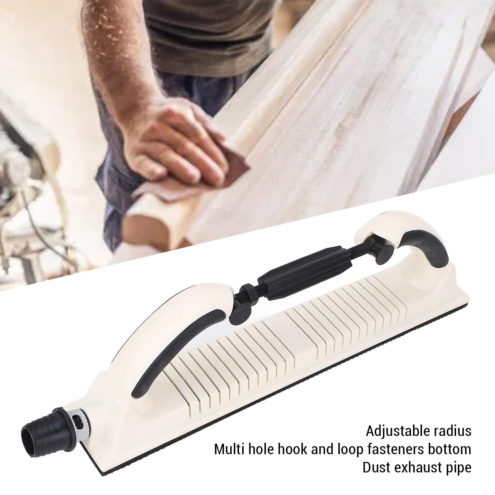 Longboard Bloque de lima de lijado manual Radio ajustable Respaldo de gancho y bucle Herramienta de lijado manual con mango para carpintería Lijado de paneles de yeso Elimin