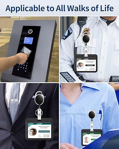 Miniatura 6 de Uniclife - Paquete de 6 portatarjetas de identificación deslizante vertical de plástico duro negro con frente transparente, para identificaciones de