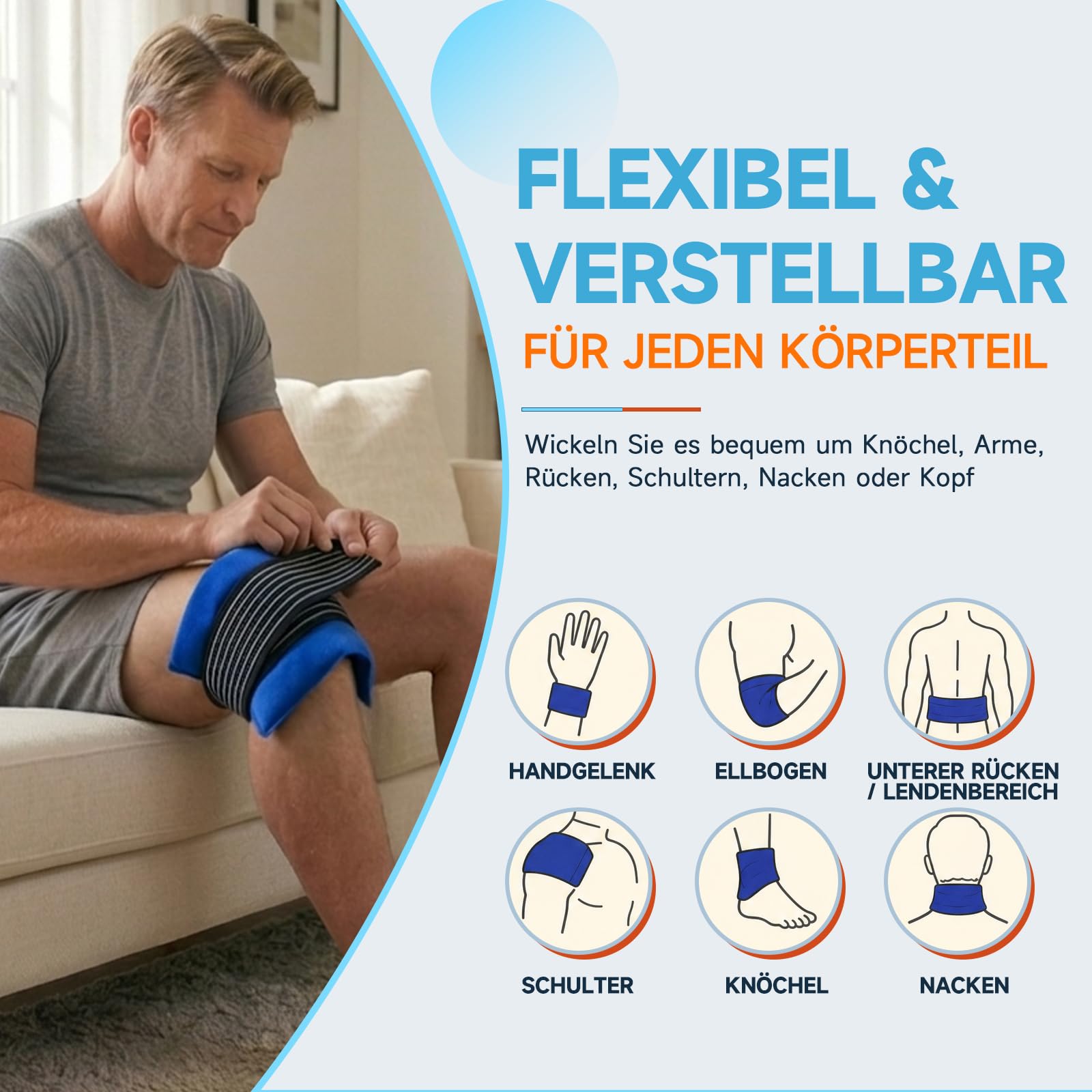 BICAREE Wiederverwendbare Gel-Kühlpads & Kältekompressen – Eispackungen bei Verletzungen, Muskelschmerzen… – Ansicht 2