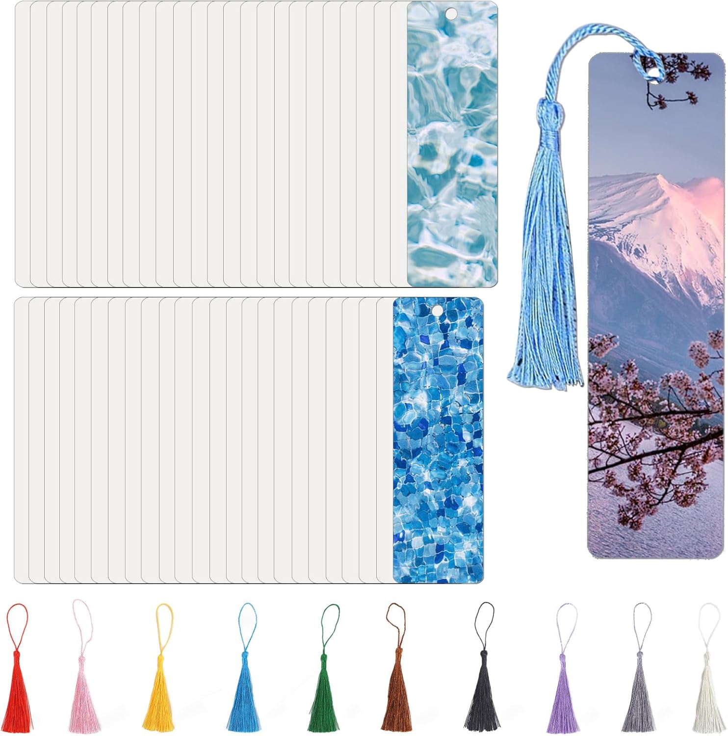 120 Pcs Metal Sublimation Bookmarks Double Sided, 6"x1.5" Sublimation Bookmark Blank Bulk Aluminum Sublimation Blanks DIY Bookmarks with Hole and Colorful Tassels for Crafts Gift 0.45mm Thick