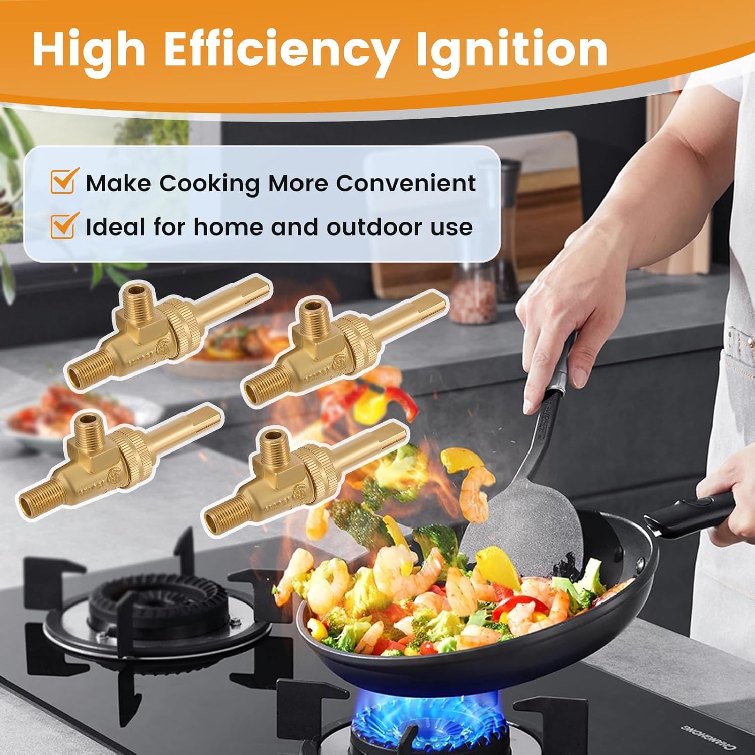 4 Pack 4418500200 Gas Burner Valve Compatible with Jade Range Gas, 1/8" Mpt X 3/8-27 Horizontal Split Valve Replacement