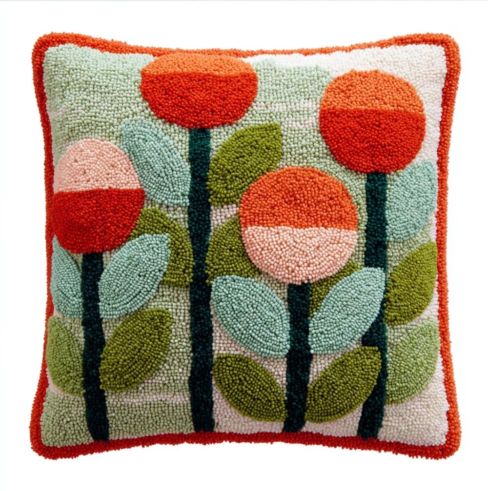 FWRTYCB Latch Hook Kits for Adults,Plant Flower Leaves Pillow Sofa Cushion
