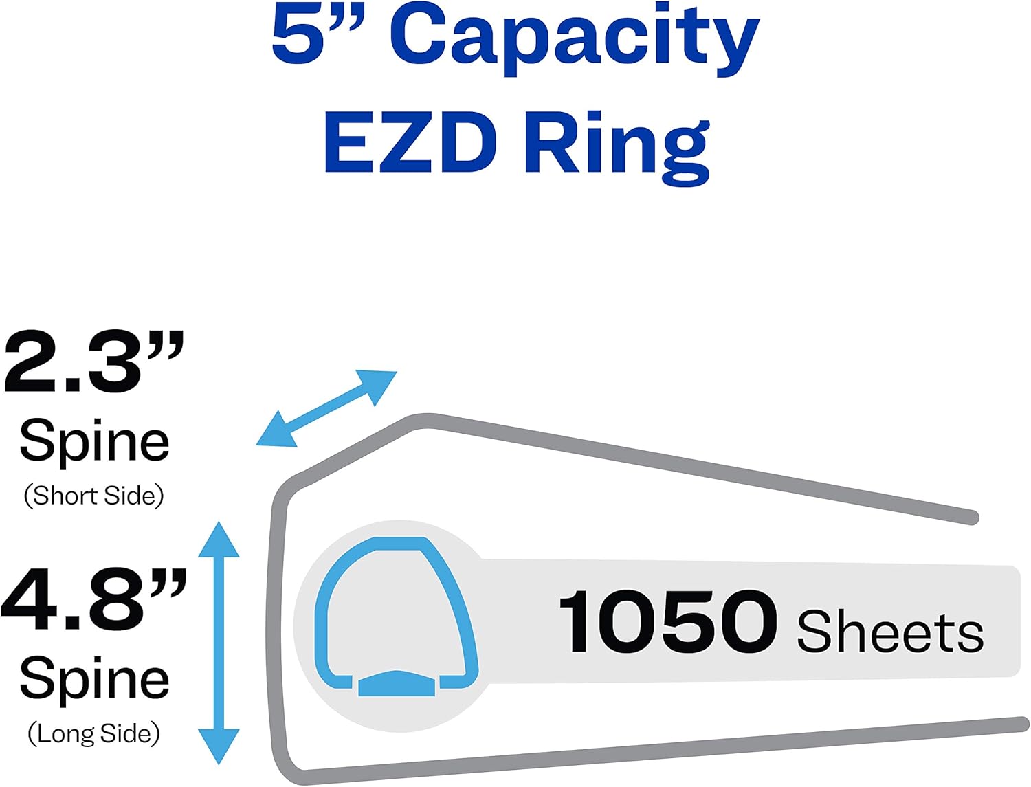 Avery 79996 3-Ring EZD Binder W/Label Holder, 5-Inch Cap, 8-1/2-Inch x11-Inch, Black