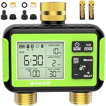 Sprinkler Timer with Brass Inlet Outlet for Garden Hose, Outdoor 2 Zone Water Hose Timer with Rain Delay/Auto/Manual/Child Lock, Rainpoint Drip Irrigation Controller for Lawn Yard Garden Watering