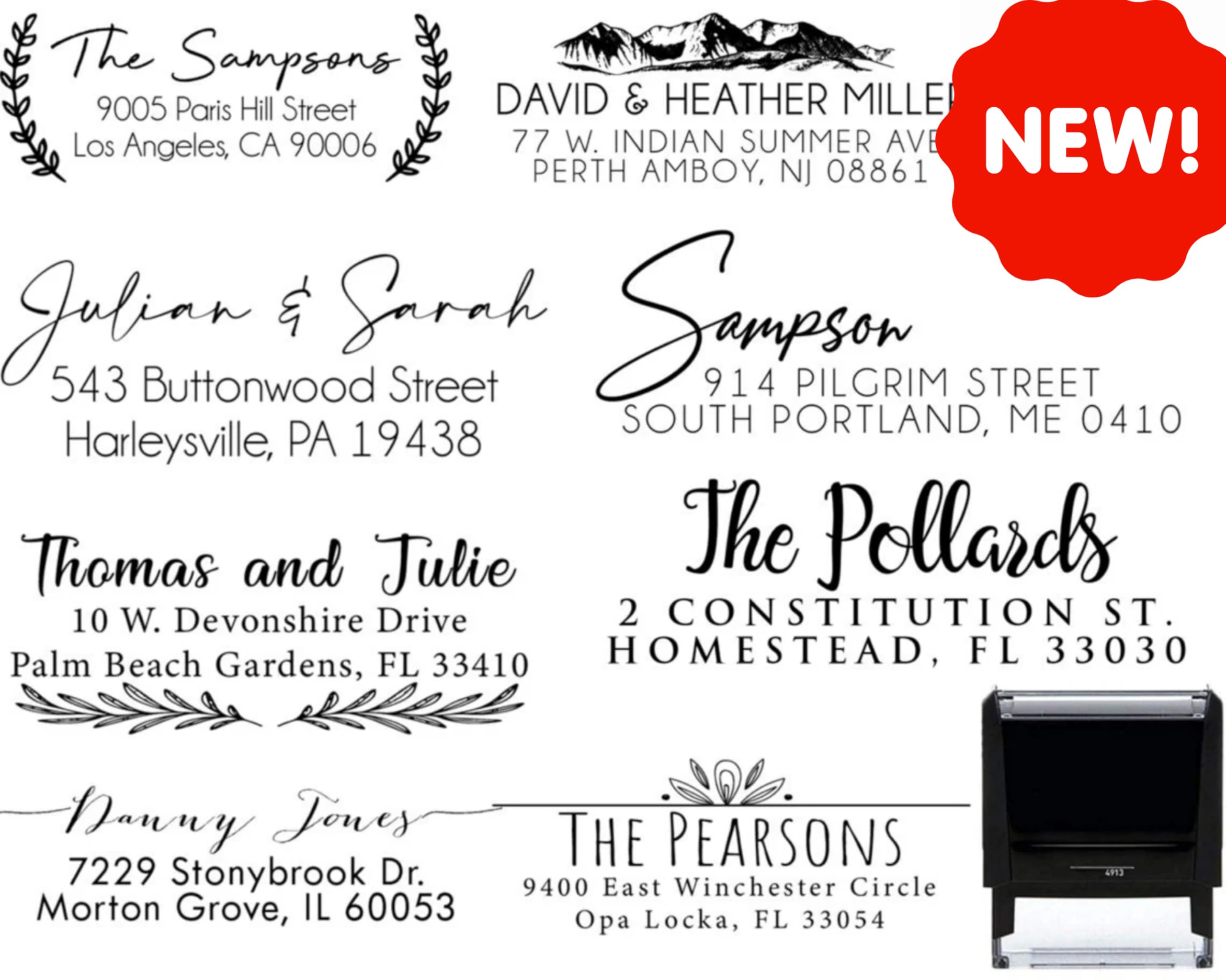 Custom Address Stamps Self Inking or Wood Handle 20+ Designs to Choose from! Return Address Stamp Stamper Self Inking Personalized Customized Stamp Return Address Floral Wedding Script Labels Mail