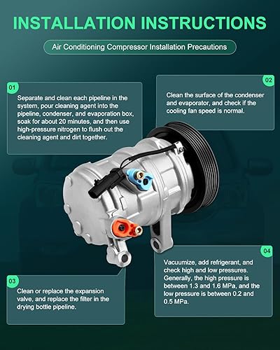 Miniatura 7 de SCITOO Compresor de CA con embrague 2006-2008 apto para Dodge Nitro para Jeep Liberty 3.7L