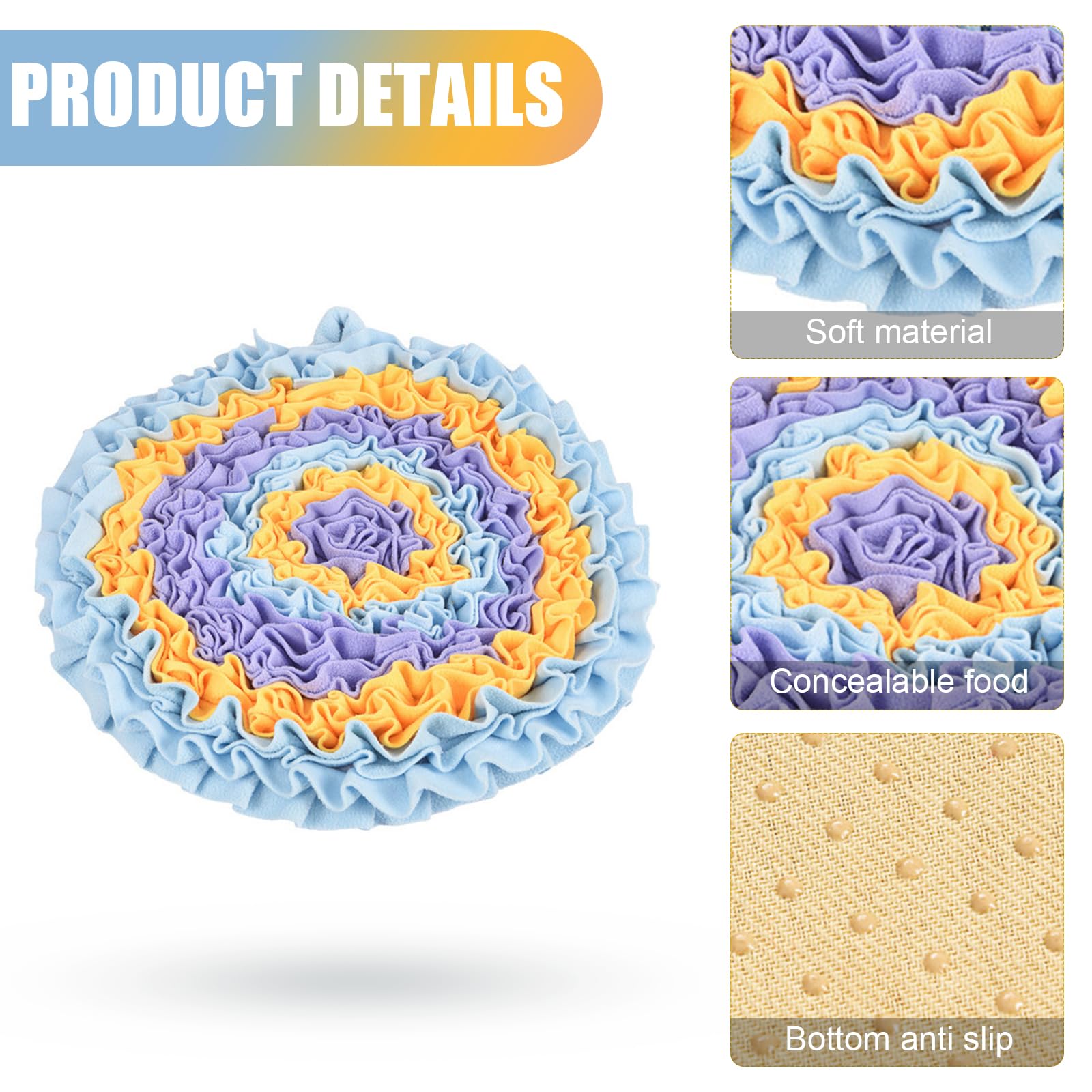 PLUSHCEWT Snuffle Mat for Dogs,Dog Snuffle Mat,Puppy Slow Feeding Training Mat,Snuffle Mat for Rabbits,Pet Treats Feeding Mat for Interactive Feeding Game for Boredom and Mental Stimulation - Image 3