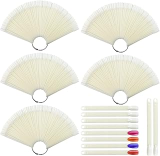300 Pcs Nail Swatch Sticks with Ring, Nail Sample Swatches for Gel Polish Color Display, Nail Salon, Home DIY Accessories (50 pcs/string)