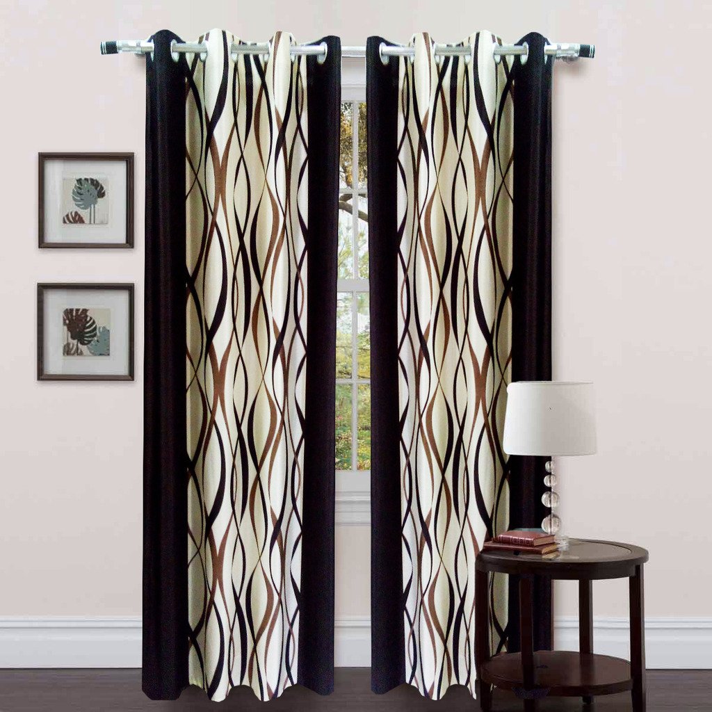 Homefab India Set of 2 Zig-Zag Coffee Curtains(HF265)